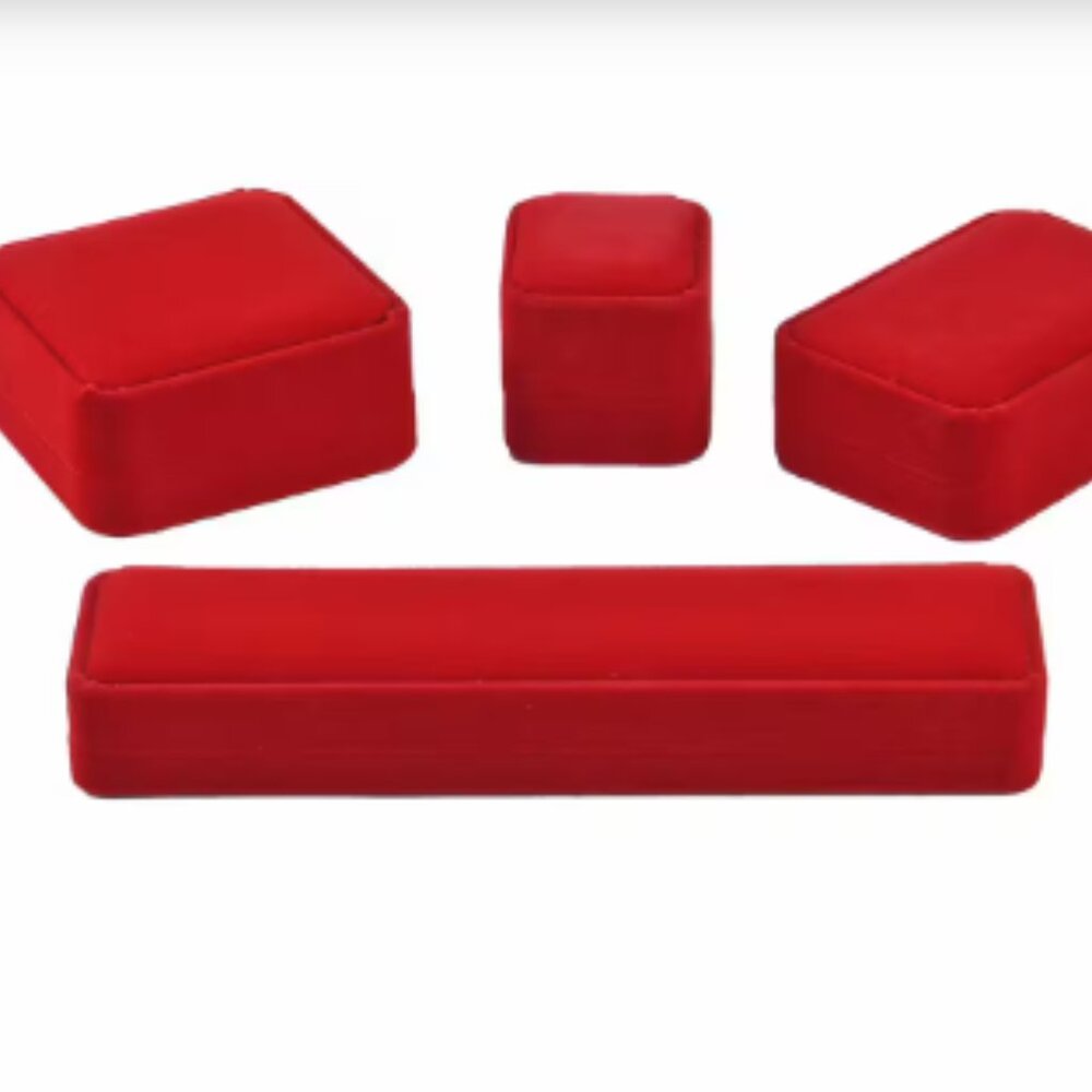 Set of 4 Red velvet jewelry storage boxes